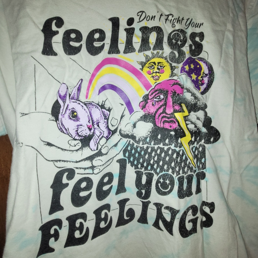 Graphic Tee with Feelings Print